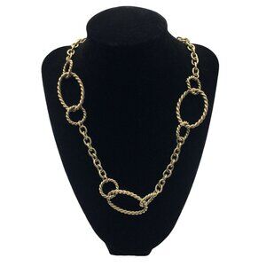 Gold Tone Chain Link Necklace Lobster Claw Clasp with Extension Fashion Necklace